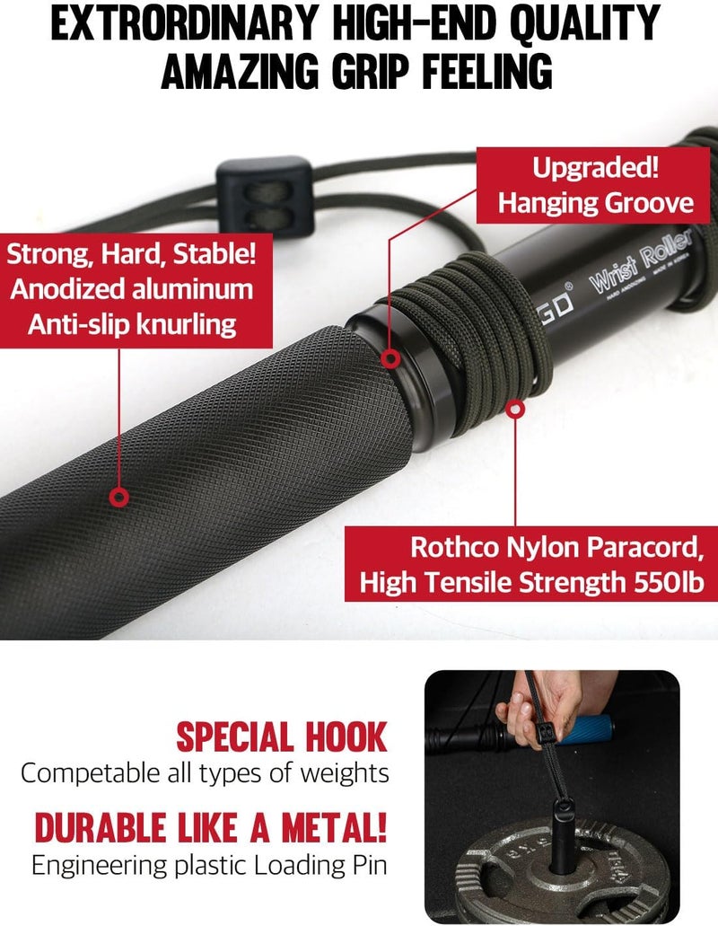 GD Hanging Wrist Roller Forearm Blaster- Forearm Strengthener Exercise Equipment Wrist Trainer for Muscle building and Injury prevention Hand Grip Strength - Image 4